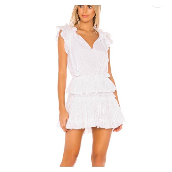 Misa Los Angeles Dresses & Skirts - Misa Los Angeles Lilian Ruffle Mini Dress in White Cotton Size XS Party
